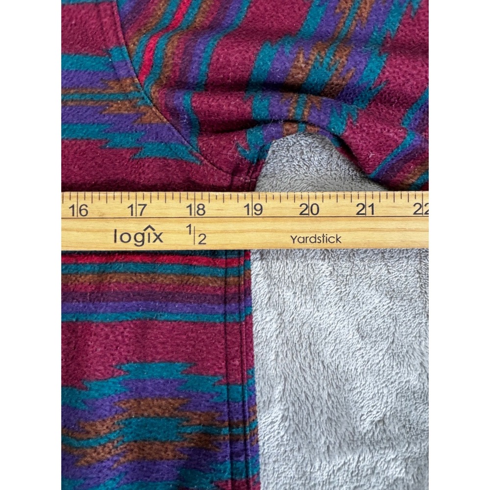 REI Polartec Fleece Pullover Mens Small Burgundy Southwestern Aztec USA Made - Picture 7 of 8